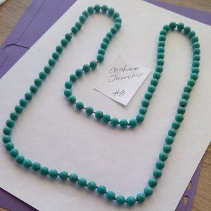 Simulate turquoise Costume long beaded ball handcrafted women's necklace 30 inch